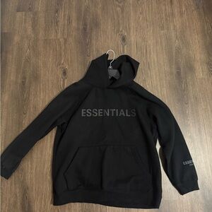 Essentials Black Logo Hoodie